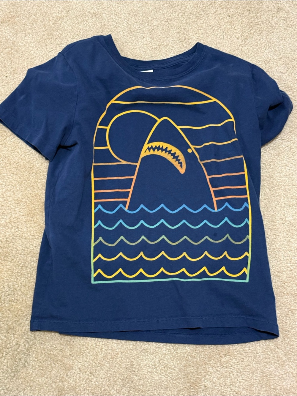 Hanna Andersson navy, soft cotton shark tee, size 10